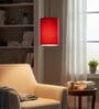 6-Inch Red Fabric Cylinder Pendant Light, Modern Hanging Ceiling Lamp