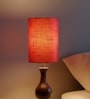 6-Inch Red Texture Fabric Cylinder Lampshade