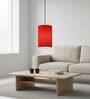 6-Inch Red Texture Fabric Cylinder Pendant Light, Modern Hanging Ceiling Lamp