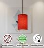 6-Inch Red Texture Fabric Cylinder Pendant Light