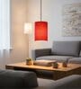 6-Inch Red Texture Fabric Cylinder Pendant Light, Modern Hanging Ceiling Lamp