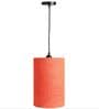 6-Inch Red Texture Fabric Cylinder Pendant Light, Modern Hanging Ceiling Lamp