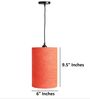 6-Inch Red Texture Fabric Cylinder Pendant Light, Modern Hanging Ceiling Lamp