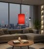 6-Inch Red Texture Fabric Cylinder Pendant Light, Modern Hanging Ceiling Lamp