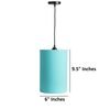 6-Inch Teal Fabric Cylinder Pendant Light, Modern Hanging Ceiling Lamp