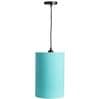 6-Inch Teal Fabric Cylinder Pendant Light, Modern Hanging Ceiling Lamp