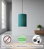6-Inch Teal Fabric Cylinder Pendant Light, Modern Hanging Ceiling Lamp