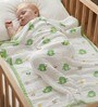 White 6-Layer Baby Muslin Blanket Organic Cotton green dinosaur Print