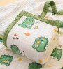 White 6-Layer Baby Muslin Blanket Organic Cotton green dinosaur Print