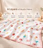 Cream 6-Layer Baby Muslin Blanket Organic Cotton ice-cream and popsicle Print