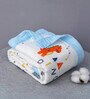 Blue 6-Layer Baby Muslin Blanket Organic Cotton mix colored dinosaur Print