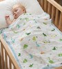 Blue 6-Layer Baby Muslin Blanket Organic Cotton mix colored dinosaur Print