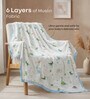 Blue 6-Layer Baby Muslin Blanket Organic Cotton mix colored dinosaur Print