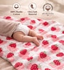 Pink 6-Layer Baby Muslin Blanket Organic Cotton Strawberry Print