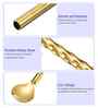 6 Pcs Stainless Steel 2-in-1 Straw Cum Spoons with Cleaning Brush (Golden)