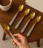 6-Piece Decorative Gold-Plated Spoons Set with Glitter Silver Handle (16.5 cm)