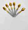 6-Piece Decorative Gold-Plated Spoons Set with Glitter Silver Handle (16.5 cm)