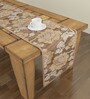 6 Seater Premium Quality Floral Coffee & Sage Green Table Runner 72 Inches x 12 Inches