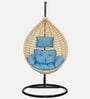 6 Star Wicker Swing in Beige & Blue Colour