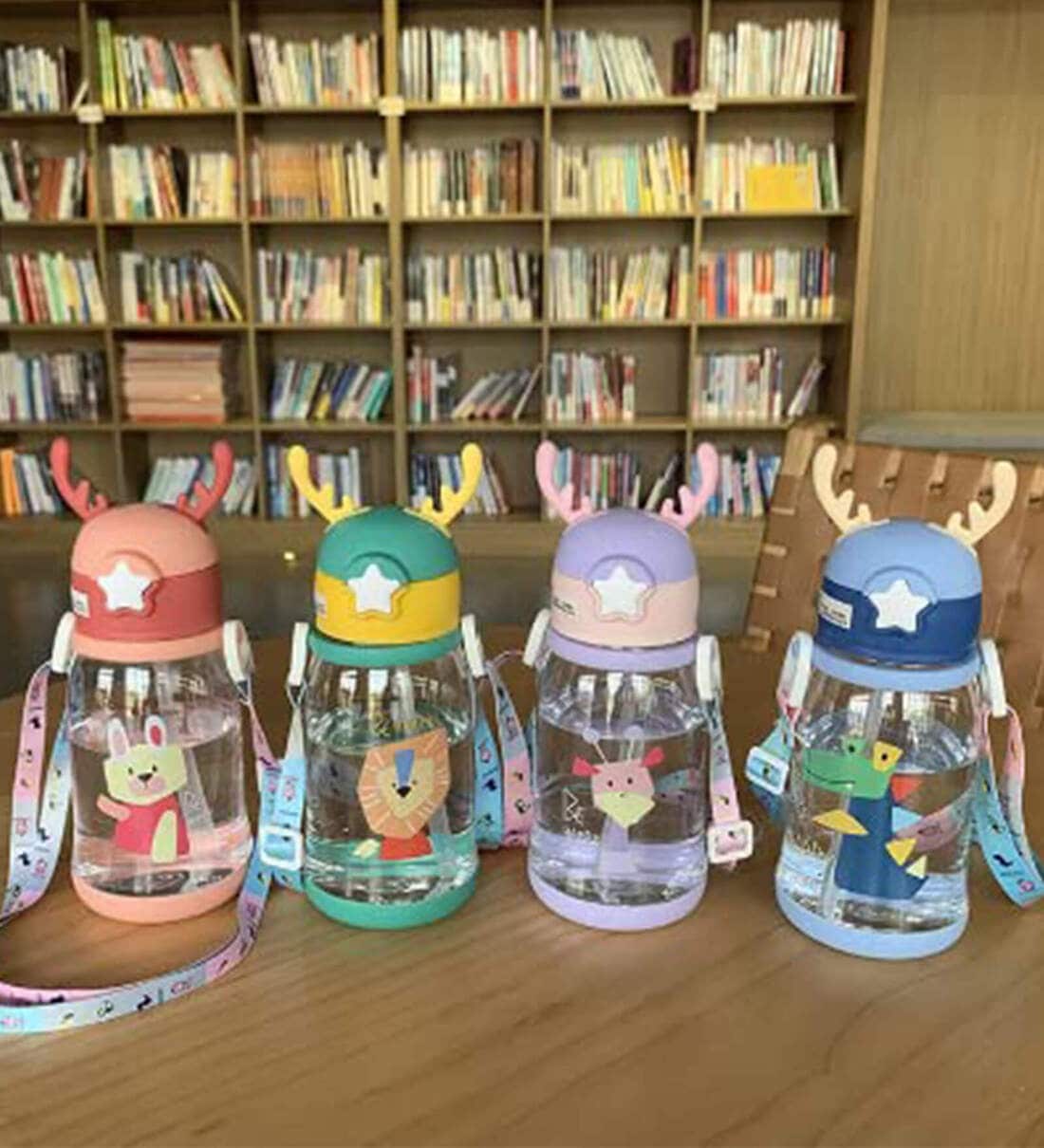 600ml Cute Cartoon Sipper Water Bottle (Assorted)
