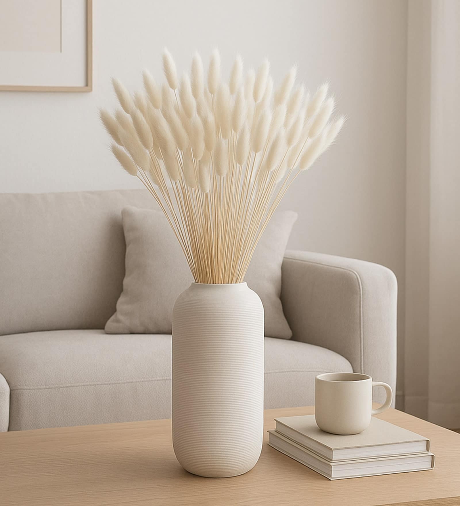 White Metal 60 Pcs Bunny Tails Dried Plants