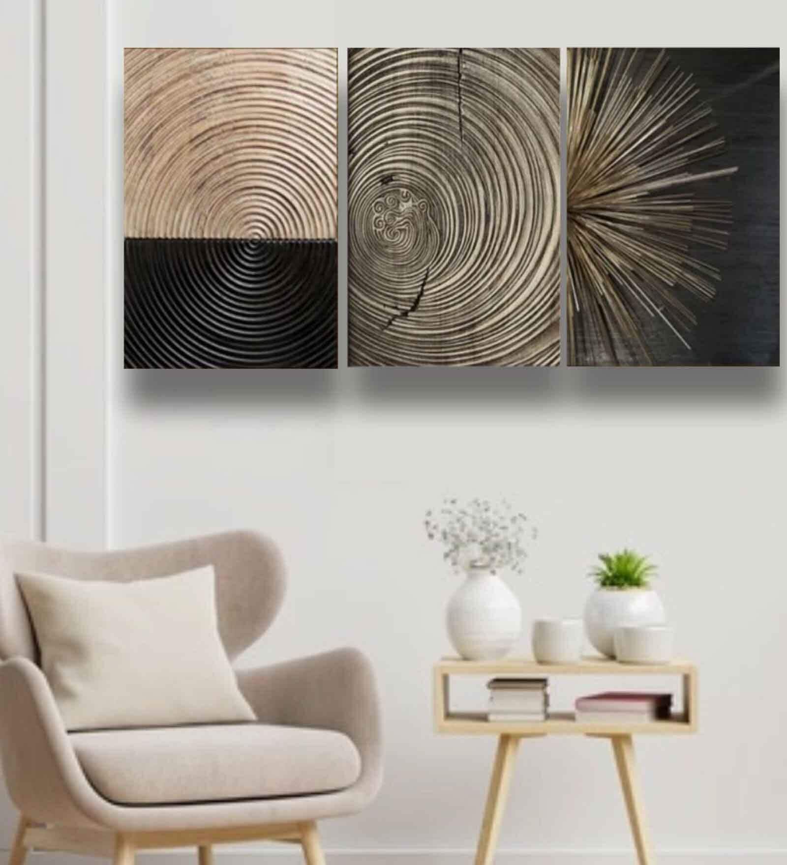 The Newspaper Multicolour Canvas Framed Art Print Set of 3