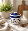 Blue & White 600 ML Ceramic Barni Jar with Lid