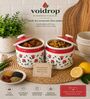 Red & White 600 ML Ceramic Barni Jar with Lid