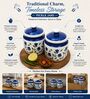 Blue & White 600 ML Ceramic Barni Jar with Lid