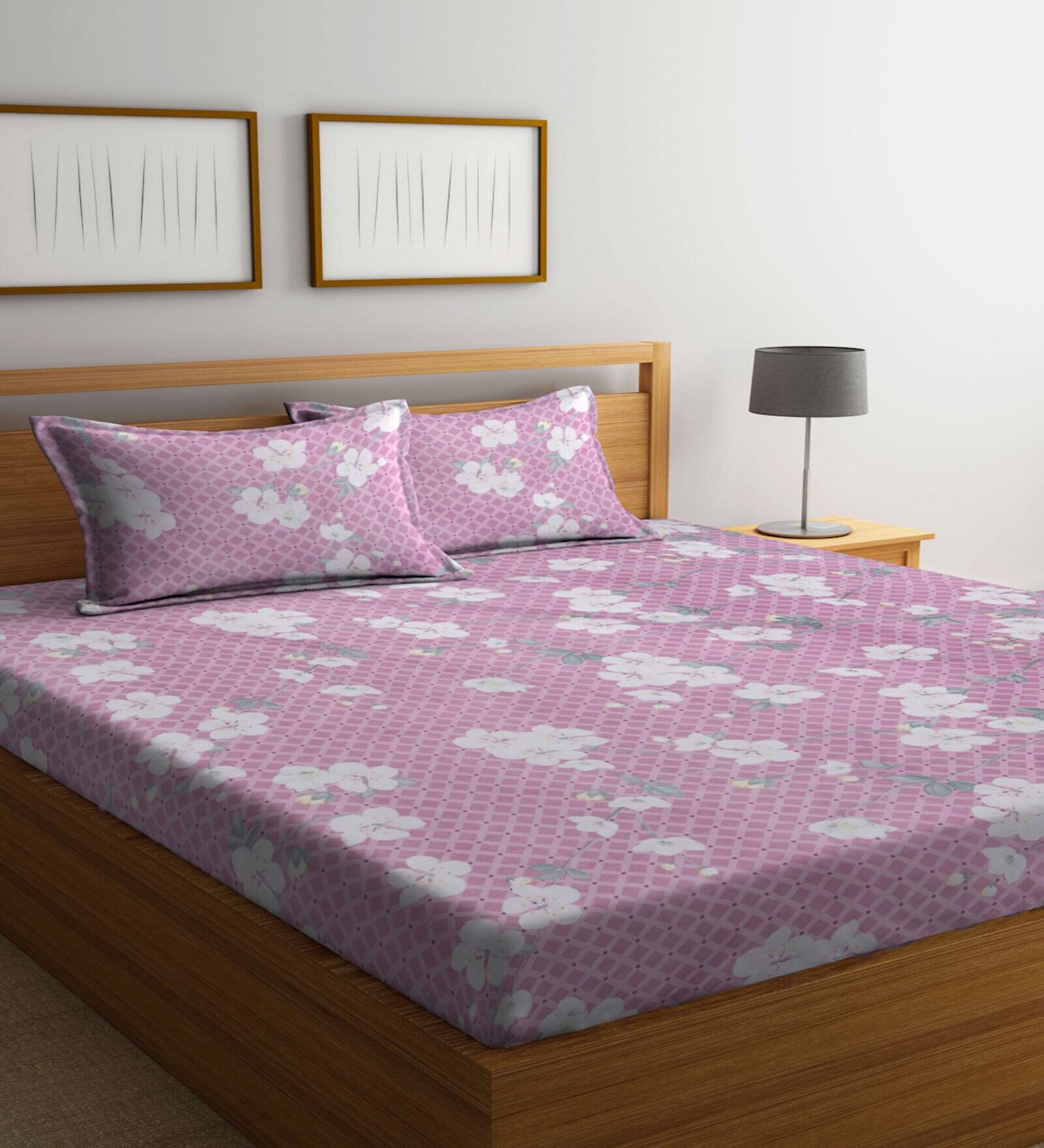 Multicolor Floral 300 TC Poly Cotton Double Bedsheet with 2 Pillow Covers