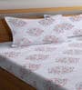 White Floral 300 TC Poly Cotton  Double Bedsheet with 2 Pillow Covers