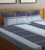 Blue Checkered 300 TC Poly Cotton  Double Bedsheet with 2 Pillow Covers