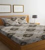 Brown Traditional 300 TC Poly Cotton  Double Bedsheet with 2 Pillow Covers