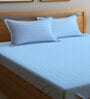 Sky Blue Abstract 300 TC Poly Cotton Double Bedsheet with 2 Pillow Covers