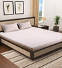 White Geometric 300 TC Poly Cotton  Double Bedsheet with 2 Pillow Covers