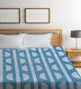 Blue Geometric 300 TC Poly Cotton  Double Bedsheet with 2 Pillow Covers