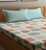 Multicolor Geometric 300 TC Poly Cotton Double Bedsheet with 2 Pillow Covers