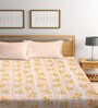 Yellow and Cream Floral 300 TC Poly Cotton  Double Bedsheet with 2 Pillow Covers