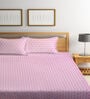Pink Geometric 300 TC Poly Cotton  Double Bedsheet with 2 Pillow Covers