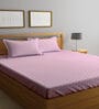 Pink Geometric 300 TC Poly Cotton  Double Bedsheet with 2 Pillow Covers