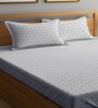 Grey Geometric 300 TC Poly Cotton Double Bedsheet with 2 Pillow Covers