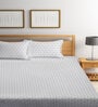 Grey Geometric 300 TC Poly Cotton Double Bedsheet with 2 Pillow Covers