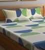 Multicolor Geometric 300 TC Poly Cotton Double Bedsheet with 2 Pillow Covers