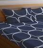 Blue Geometric 300 TC Poly Cotton Double Bedsheet with 2 Pillow Covers
