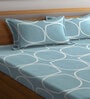 Sky Blue Geometric 300 TC Poly Cotton  Double Bedsheet with 2 Pillow Covers