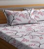 Multicolor Floral 300 TC Poly Cotton Double Bedsheet with 2 Pillow Covers
