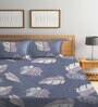 Blue Floral 300 TC Poly Cotton Double Bedsheet with 2 Pillow Covers