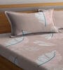 Pink Floral 300 TC Poly Cotton Double Bedsheet with 2 Pillow Covers