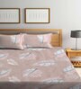 Pink Floral 300 TC Poly Cotton Double Bedsheet with 2 Pillow Covers