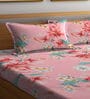 Multicolor Floral 300 TC Poly Cotton  Double Bedsheet with 2 Pillow Covers
